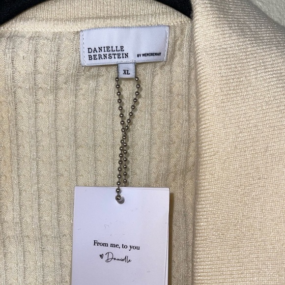 NWT DANIELLE BERNSTEIN Ivory Wrap Tie Waist Cable Knit Cropped Sweater XL - Picture 9 of 10